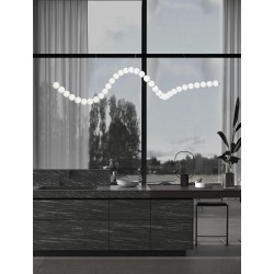 Triac Dimmable Chrome Metal & Opal Glass LED 98 Watt 230 Volt 5563Lm 3000K IP20 Included Remote Control L: 167 W: 42 H: 200 cm A
