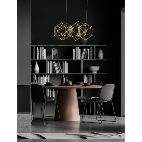 Gold Copper LED 25 Watt 230 Volt 1634Lm 3000K IP20 Led Chip: 60 Pcs D: 49 H: 150 cm Adjustable Height 