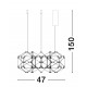 Gold Copper LED 25 Watt 230 Volt 1634Lm 3000K IP20 Led Chip: 60 Pcs D: 49 H: 150 cm Adjustable Height 