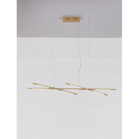 Triac Dimmable Brass Gold Metal & Acrylic LED 27 Watt 230 Volt 1308Lm 3000K IP20 L: 115 W: 53 H: 200 cm Adjustable Height 