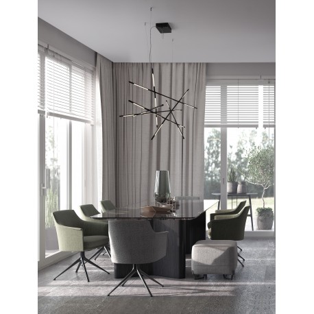 Triac Dimmable Black Metal & Acrylic LED 109 Watt 230 Volt 6868Lm 3000K IP20 Included Remote Control L: 180.5 W: 75 H: 200 cm Ad