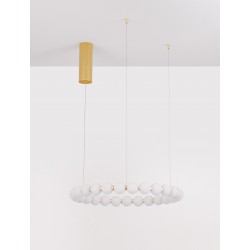 Triac Dimmable Gold Metal & Opal Glass LED 56 Watt 230 Volt 4732Lm 3000K IP20 D: 62 H: 200 cm Adjustable Height 