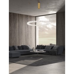 Triac Dimmable Gold Metal & Opal Glass LED 72 Watt 230 Volt 6492Lm 3000K IP20 Included Remote Control D: 80 H: 200 cm Adjustabl