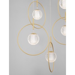 Satin Gold Aluminium & Acrylic LED 32 Watt 230 Volt 3925Lm 3000K IP20 D: 52.5 H: 200 cm Adjustable Height 