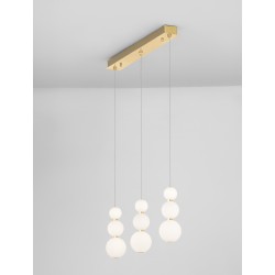 Triac Dimmable Gold Metal & Opal Glass LED 25 Watt 230 Volt 2265Lm 3000K IP20 L: 70 W: 10 H: 150 cm Adjustable Height 