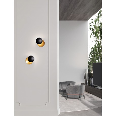Sandy Black & Gold Aluminium LED 7 Watt 230 Volt 101Lm 3000K IP20 D: 20 W: 11 H: 20 cm Rotatable 