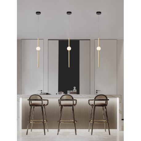Black & Gold Aluminium Opal Glass LED 19 Watt 230 Volt 1131Lm 3000K IP20 D: 12 H: 120 cm Adjustable Height 