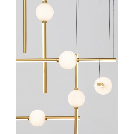 Triac Dimmable Black & Gold Aluminium Opal Glass LED 106 Watt 230 Volt 9926Lm 3000K IP20 L: 106 W: 80 H: 150 cm Adjustable He