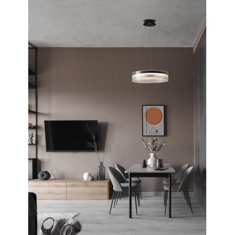 Triac Dimmable Sandy Black Aluminium & Clear Glass LED 37 Watt 230 Volt 2646Lm 3000K IP20 D: 55 H: 180 cm Adjustable Height 