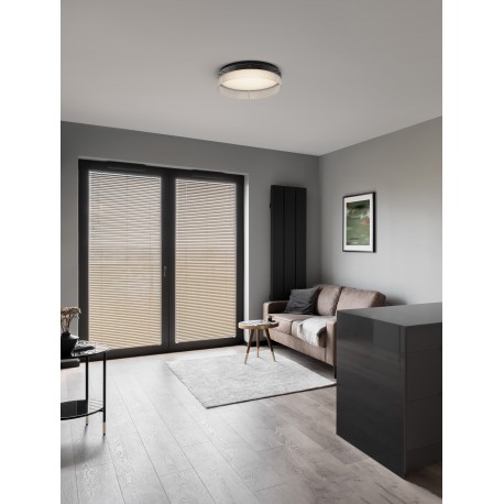 Triac Dimmable Sandy Black Aluminium & Clear Glass LED 48 Watt 230 Volt 4010Lm 3000K IP20 D: 55 H: 15 cm 