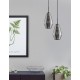 Chrome Glass Black Metal Black Fabric Wire LED E27 1x12 Watt 230 Volt IP20 Bulb Excluded D: 17 H1: 28.5 H2: 120 cm Adjustable 