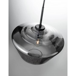 Chrome Glass Black Metal Black Fabric Wire LED E27 1x12 Watt 230 Volt IP20 Bulb Excluded D: 30 H1: 22 H2: 120 cm Adjustable he