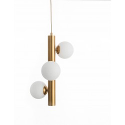 Opal Glass Antique Brass Metal Gold Fabric Wire LED G9 3x5 Watt 230 Volt IP20 Bulb Excluded D: 31.5 H1: 45 H2: 150 cm Adjustable