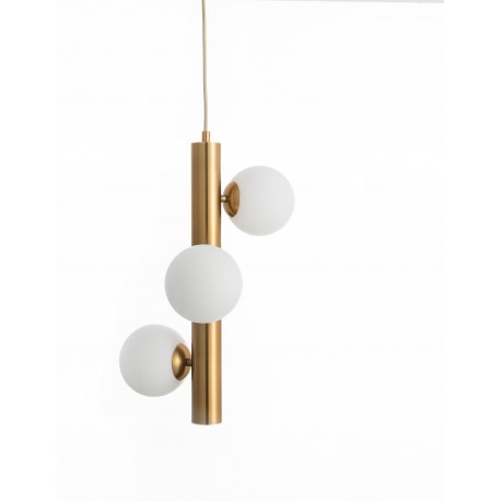 Opal Glass Antique Brass Metal Gold Fabric Wire LED G9 3x5 Watt 230 Volt IP20 Bulb Excluded D: 31.5 H1: 45 H2: 150 cm Adjustable
