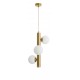 Opal Glass Antique Brass Metal Gold Fabric Wire LED G9 3x5 Watt 230 Volt IP20 Bulb Excluded D: 31.5 H1: 45 H2: 150 cm Adjustable
