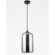 Chrome Glass Black Metal Black Fabric Wire LED E27 1x12 Watt 230 Volt IP20 Bulb Excluded D: 17.5 H1: 29.8 H2: 120 cm Adjustabl