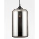 Chrome Glass Black Metal Black Fabric Wire LED E27 1x12 Watt 230 Volt IP20 Bulb Excluded D: 17.5 H1: 29.8 H2: 120 cm Adjustabl