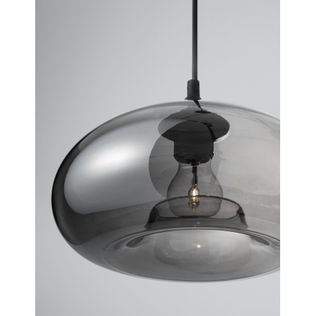 Chrome Glass Black Metal Black Fabric Wire LED E27 1x12 Watt 230 Volt IP20 Bulb Excluded D: 28 H1: 14 H2: 120 cm Adjustable he
