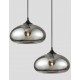 Chrome Glass Black Metal Black Fabric Wire LED E27 1x12 Watt 230 Volt IP20 Bulb Excluded D: 28 H1: 14 H2: 120 cm Adjustable he