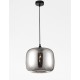 Chrome Glass Black Metal Black Fabric Wire LED E27 1x12 Watt 230 Volt IP20 Bulb Excluded D: 28 H1: 23 H2: 120 cm Adjustable he