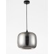Chrome Glass Black Metal Black Fabric Wire LED E27 1x12 Watt 230 Volt IP20 Bulb Excluded D: 28 H1: 23 H2: 120 cm Adjustable he