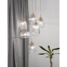 Satin Gold Metal Clear Glass LED E14 6x5 Watt 230 Volt IP20 Bulb Excluded D: 51 H: 120 cm Adjustable Height