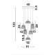Satin Gold Metal Clear Glass LED E14 6x5 Watt 230 Volt IP20 Bulb Excluded D: 51 H: 120 cm Adjustable Height 
