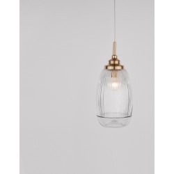 Satin Gold Metal Clear Glass LED E14 1x5 Watt 230 Volt IP20 Bulb Excluded D: 13 H1: 29 H2: 120 cmAdjustable height 