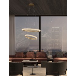 Traic Dimmable Brass Gold Aluminiun & Acrylic LED 41.5 Watt 230 Volt 3500Lm 3000K IP20 D1: 36.5 D2: 59 H: 120 cm Adjustable 