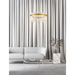 Triac Dimmable Brass Gold Metal & Acrylic LED 81 Watt 220-240 Volt 3120Lm 3000K IP20 D: 60 H: 120 cm Adjustable Height 