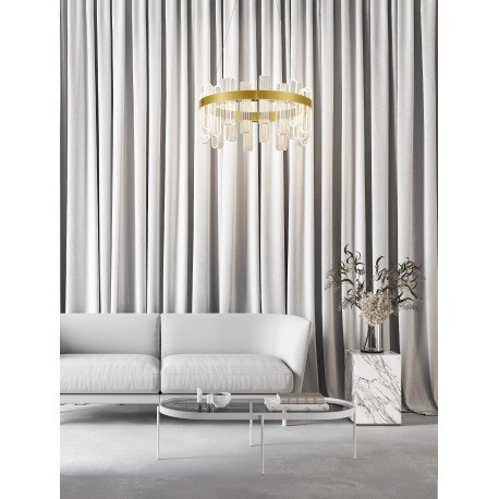 Triac Dimmable Brass Gold Metal & Acrylic LED 81 Watt 220-240 Volt 3120Lm 3000K IP20 D: 60 H: 120 cm Adjustable Height 