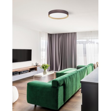 Coffee Brown Aluminium Matt White Acrylic Diffuser LED 47 Watt 230 Volt 3525Lm 3000K IP20 D: 55 H: 8.5 cm 
