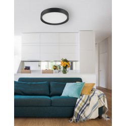 Sandy Black Aluminium Matt White Acrylic Diffuser LED 47 Watt 230 Volt 3525Lm 3000K IP20 D: 55 H: 8.5 cm 