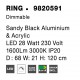 Triac Dimmable Sandy Black Aluminium & Acrylic LED 27 Watt 230 Volt 1603Lm 3000K IP20 D : 68 W: 21 H: 120 cm Adjustable Height 