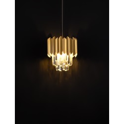Gold Aluminum & Crystal LED E14 1x5 Watt 230 Volt IP20 Bulb Excluded D: 25 H: 120 cm Adjustable Height 