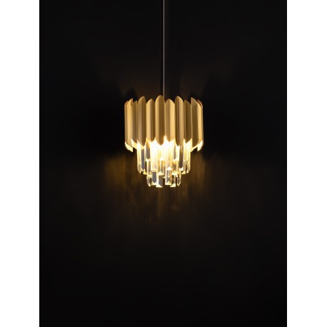 Gold Aluminum & Crystal LED E14 1x5 Watt 230 Volt IP20 Bulb Excluded D: 25 H: 120 cm Adjustable Height 