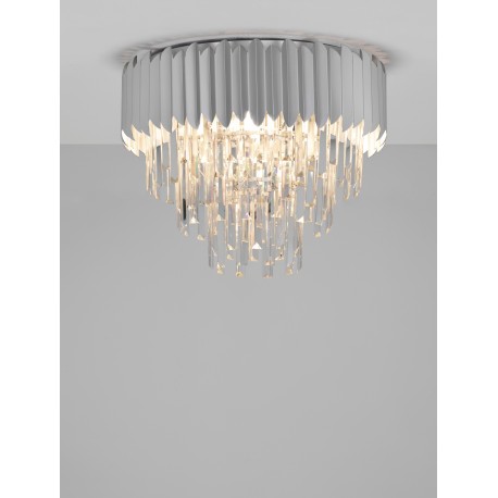 Chrome Aluminum & Crystal LED E14 6x5 Watt 230 Volt IP20 Bulb Excluded D: 50 H: 39.5 cm 