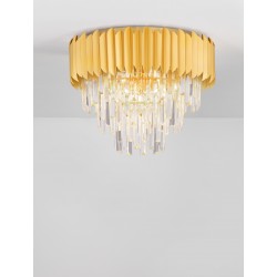 Gold Aluminum & Crystal LED E14 6x5 Watt 230 Volt IP20 Bulb Excluded D: 50 H: 39.5 cm 