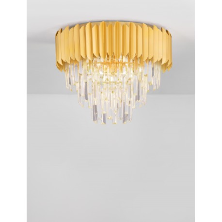 Gold Aluminum & Crystal LED E14 6x5 Watt 230 Volt IP20 Bulb Excluded D: 50 H: 39.5 cm 