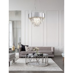 Chrome Aluminum & Crystal LED E14 6x5 Watt 230 Volt IP20 Bulb Excluded D: 50 H: 120 cm Adjustable height 