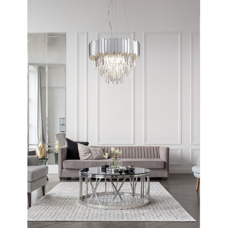 Chrome Aluminum & Crystal LED E14 6x5 Watt 230 Volt IP20 Bulb Excluded D: 50 H: 120 cm Adjustable height 