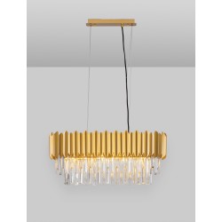 Gold Aluminum & Crystal LED E14 5x5 Watt 230 Volt IP20 Bulb Excluded L: 70 W: 25 H: 120 cm Adjustable Height 