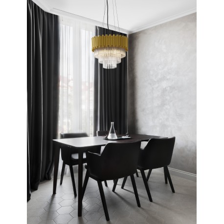 Gold Aluminum & Crystal (96 pcs) LED E14 5x5 Watt 230 Volt IP20 Bulb Excluded D: 39 H1: 35 H2: 120 cm Adjustable Height 