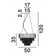 Gold Aluminum & Crystal (120 pcs) LED E14 6x5 Watt 230 Volt IP20 Bulb Excluded D: 50 H1: 35 H2: 120 cm Adjustable Height 