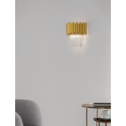 Gold Aluminum & Crystal (21 pcs) LED E14 2x5 Watt 230 Volt IP20 Bulb Excluded L: 24 W: 16.3 H: 26.5 cm 