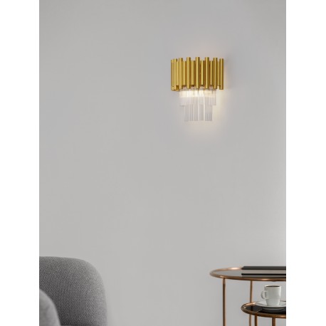 Gold Aluminum & Crystal (21 pcs) LED E14 2x5 Watt 230 Volt IP20 Bulb Excluded L: 24 W: 16.3 H: 26.5 cm 
