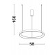 3000K Triac Dimmable Sandy White Aluminium & Acrylic LED 48 Watt 230 Volt 2773Lm IP20 D: 58 H: 150 cm Adjustable Height 