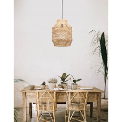 Natural Rattan Black Fabric Wire & Base LED E27 1x12 Watt 230 Volt IP20 Bulb Excluded D: 35 H1: 44 H2: 215 cm Adjustable height 