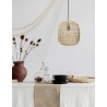 Natural Rattan Black Fabric Wire & Base LED E27 1x12 Watt 230 Volt IP20 Bulb Excluded D: 30.5 H1: 34 H2: 215 cm Adjustable heigh