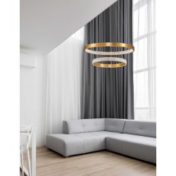 Triac Dimmable Antique Gold Brass Aluminium & Acrylic LED 62 Watt 230 Volt 3113Lm 3000K IP20 D: 60 H: 120 cm Adjustable Height 